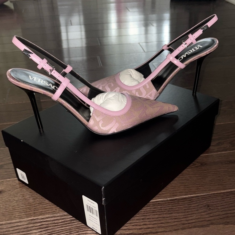 Versace Women's Pink Slingback Heels